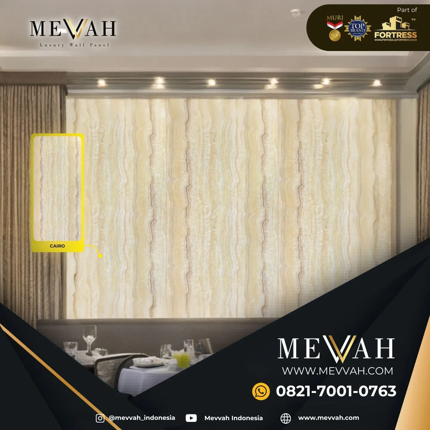 (MEVVAH) Pvc Marble Panel For Wall Krem Di Kubu Raya