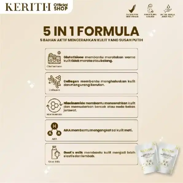 KERITH White Glow Perfect Gluta Soap Sabun Pemutih Badan & Body Serum BPOM