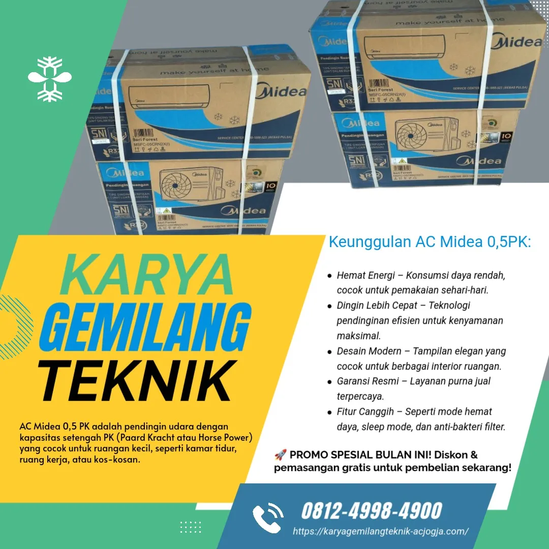Suplier AC Midea Terpercaya di Moyudan, Sleman