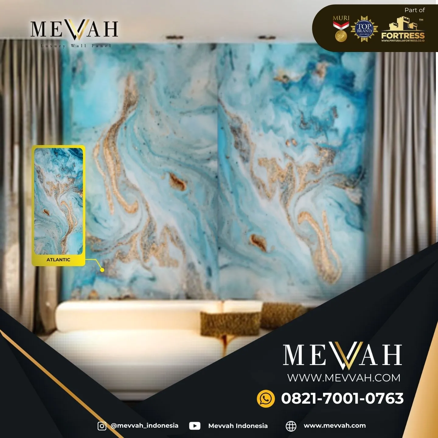 (MEVVAH) Pvc Wall Panel Motif Marmer Biru Di Sanggau