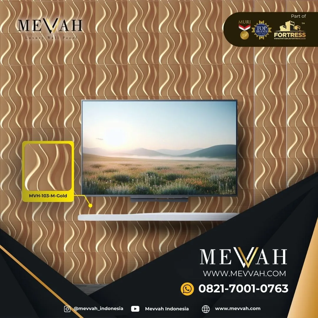 (MEVVAH) 3D Pvc Wall Panel Ruang Tamu Gold Di Sambas