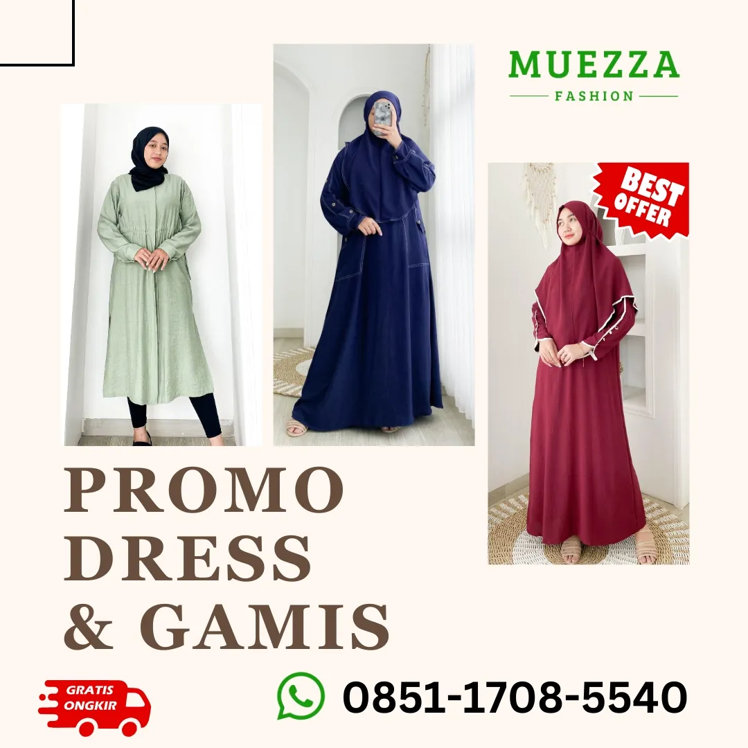 ANTI GERAH Agen Gamis Bahan Linen Untuk Keluarga Aceh Utara Pekanbaru Muezza Fashion