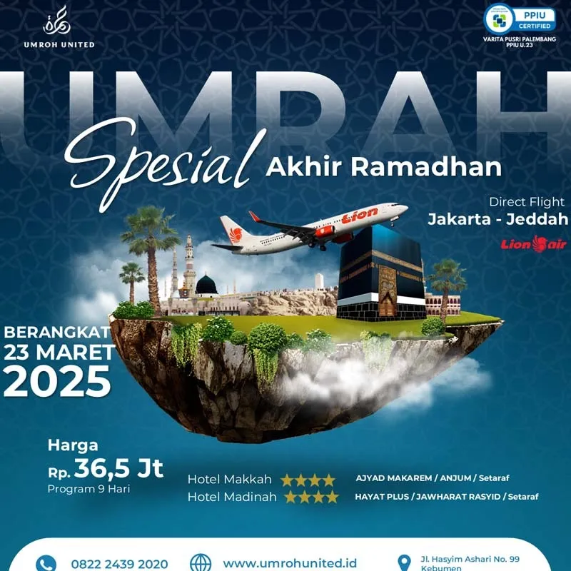 TERPERCAYA, 0858-9587-9128 Jasa Travel Umroh Agustus 2026 Bangkalan Palembang Jogja UMROH UNITED BANGKALAN