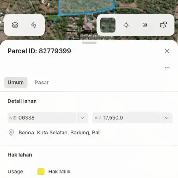 Dijual 1,755 Ha. Full View, Jl. Ocean Blue Dharmawangsa Kampial Benoa Kuta Selatan