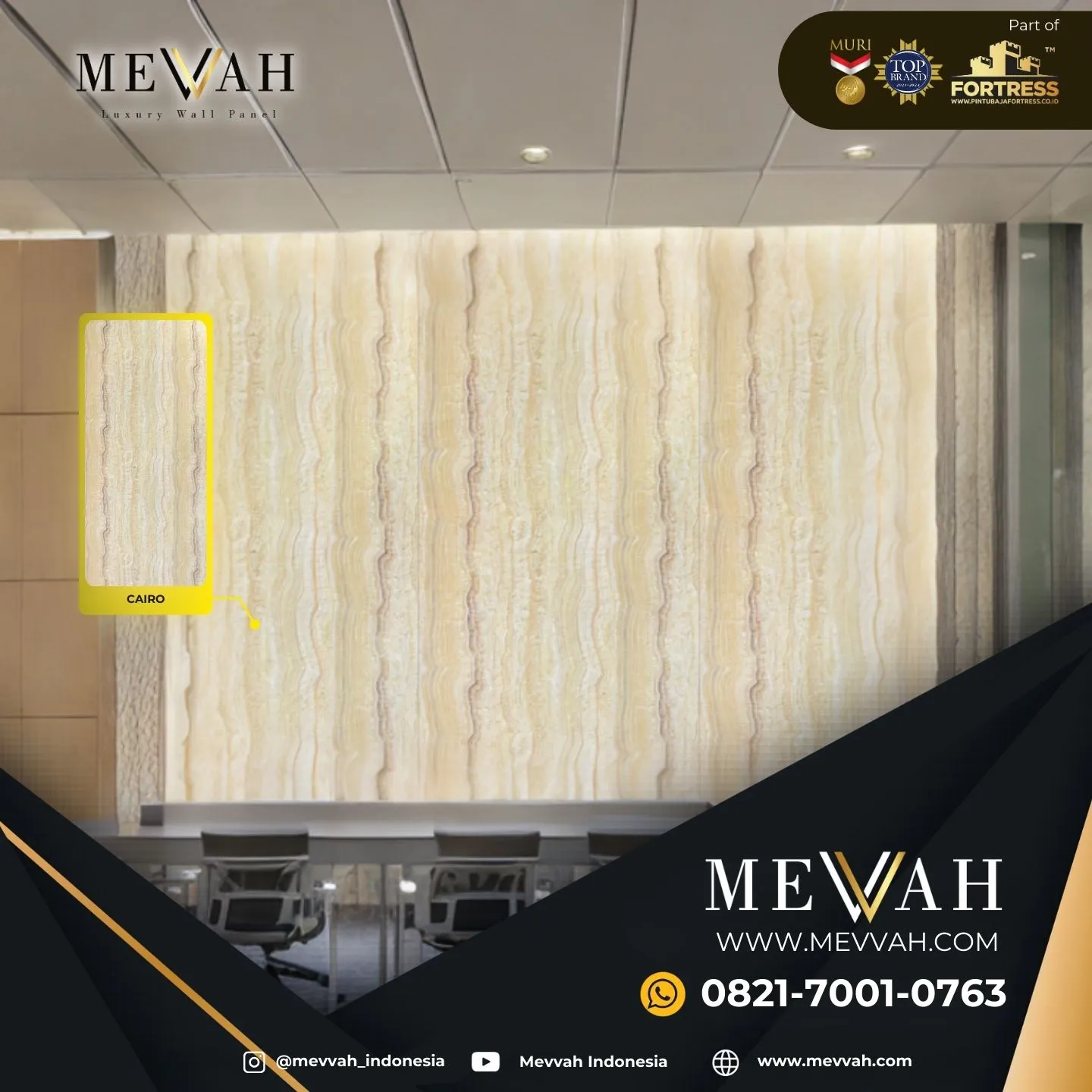 (MEVVAH) Wall Panel Pvc Motif Marmer Krem Di Singkawang