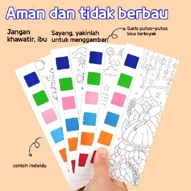 1 SET PAKET LUKIS - PAKET MELUKIS ANAK besar Buku gambar mewarnai travel, Pocket coloring book, Buka