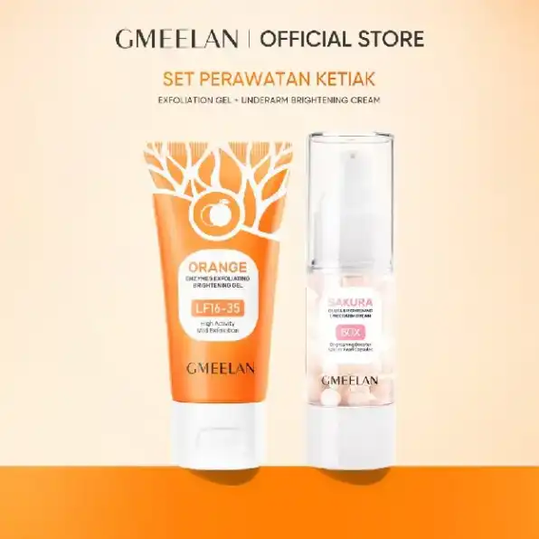 GMEELAN SET Orange Exfoliating Gel 1 Menit 50g+Krim Pemutih Ketiak Bunga Sakura Bersih 30g