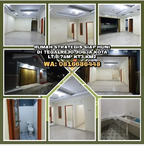 RUMAH SHM STRATEGIS LT/B:74M² KT3 KM2 LOKASI TENGAH KOTA YOGYAKARTA. WA: 0816686448