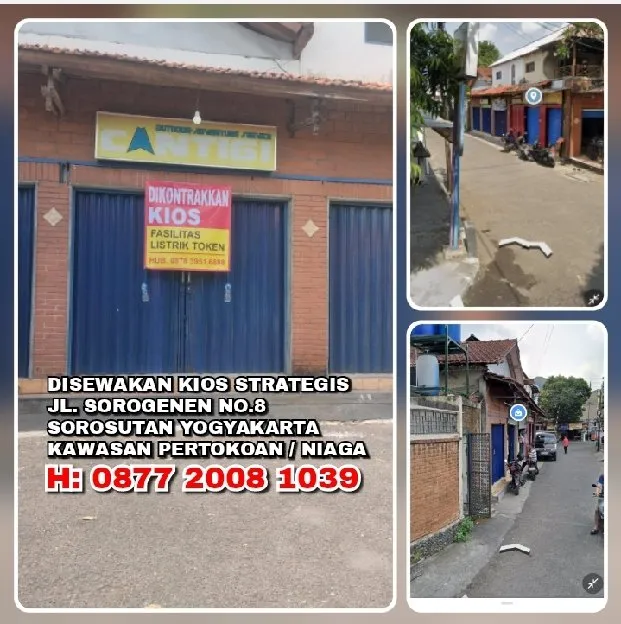 DISEWAKAN KIOS STRATEGIS JL. SOROGENEN NO.8 SOROSUTAN YOGYAKARTA.KAWASAN PERTOKOAN / NIAGA.