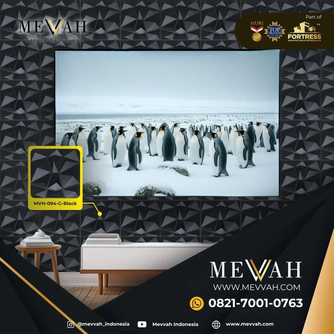 (MEVVAH) 3D Interior Wall Panel Pvc Gaming Room Black Di Mempawah