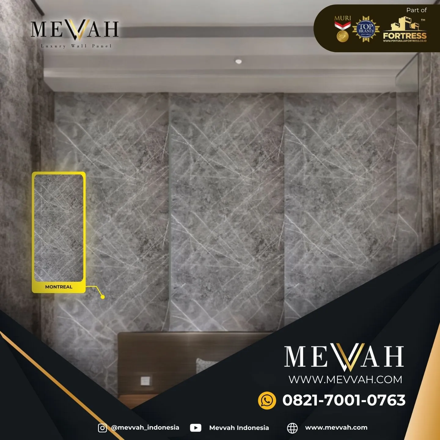 (MEVVAH) Pvc Wall Marble Panels Abu Abu Di Pontianak