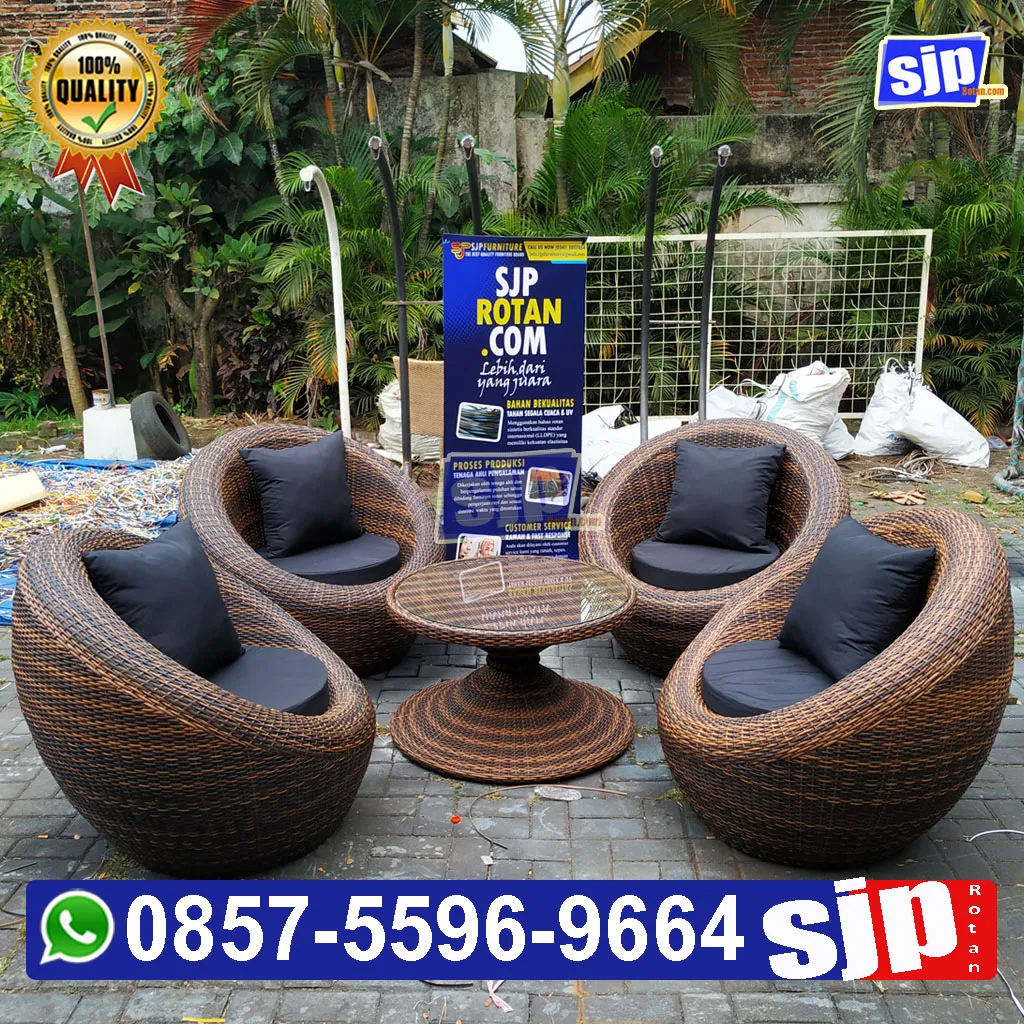 sofa bulat rotan sintetis untuk ruang tamu, sofa bulat minimalis untuk outdor