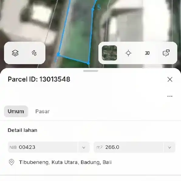 Dijual 5,5 are, Jl. Raya Canggu Baratnya PEPITO Tibubeneng Kuta Utara