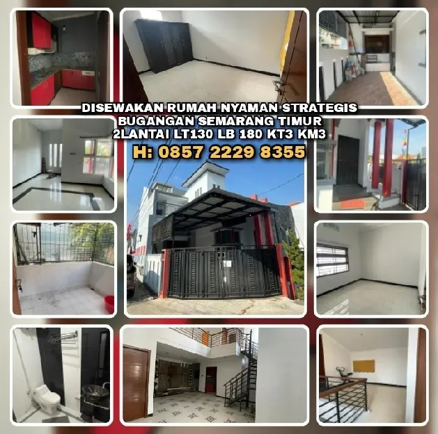 DIKONTRAKKAN RUMAH STRATEGIS DI SEMARANG. 2LANTAI LT130 LB180 KT3 KM3 LINGKUNGAN AMAN NYAMAN