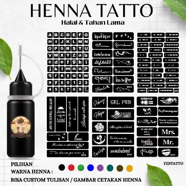 Henna Tato Halal Tahan Lama Bisa Custom Hena Kit