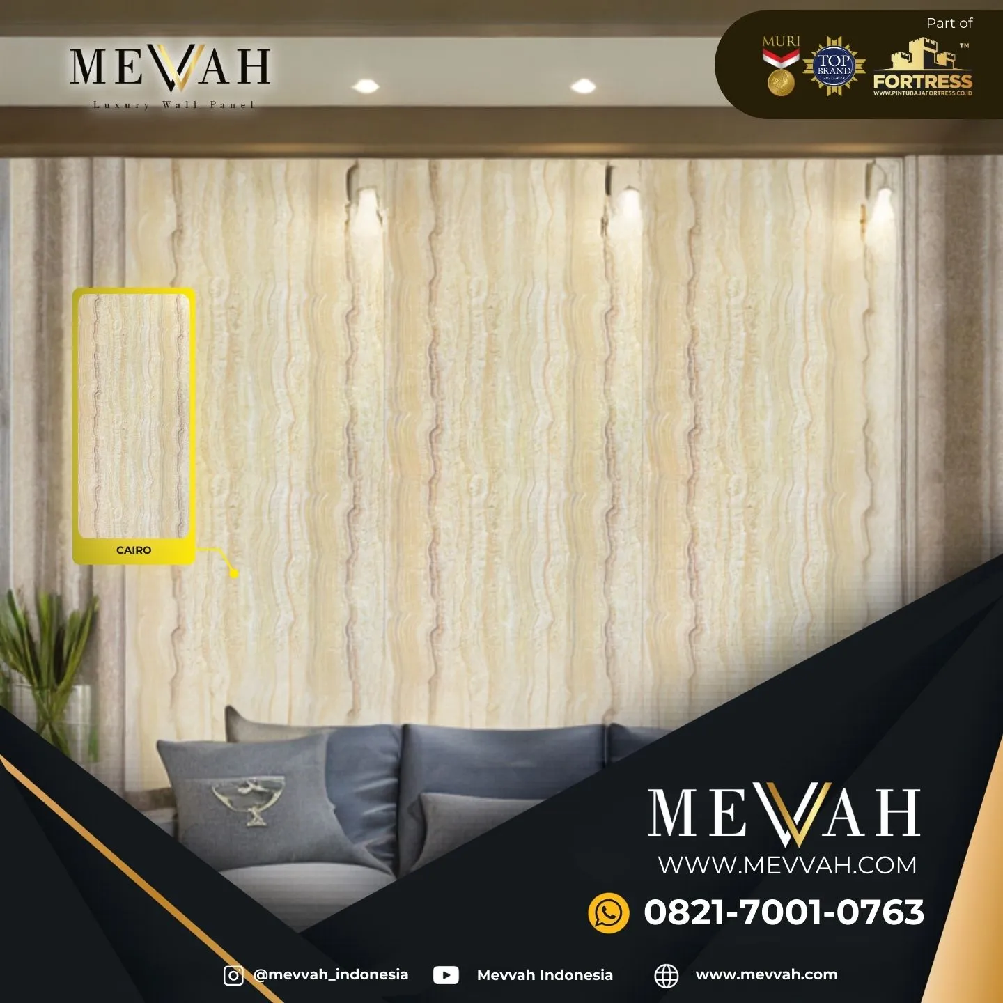 (MEVVAH) Pvc Wall Panel Motif Marmer Krem Di Sekadau