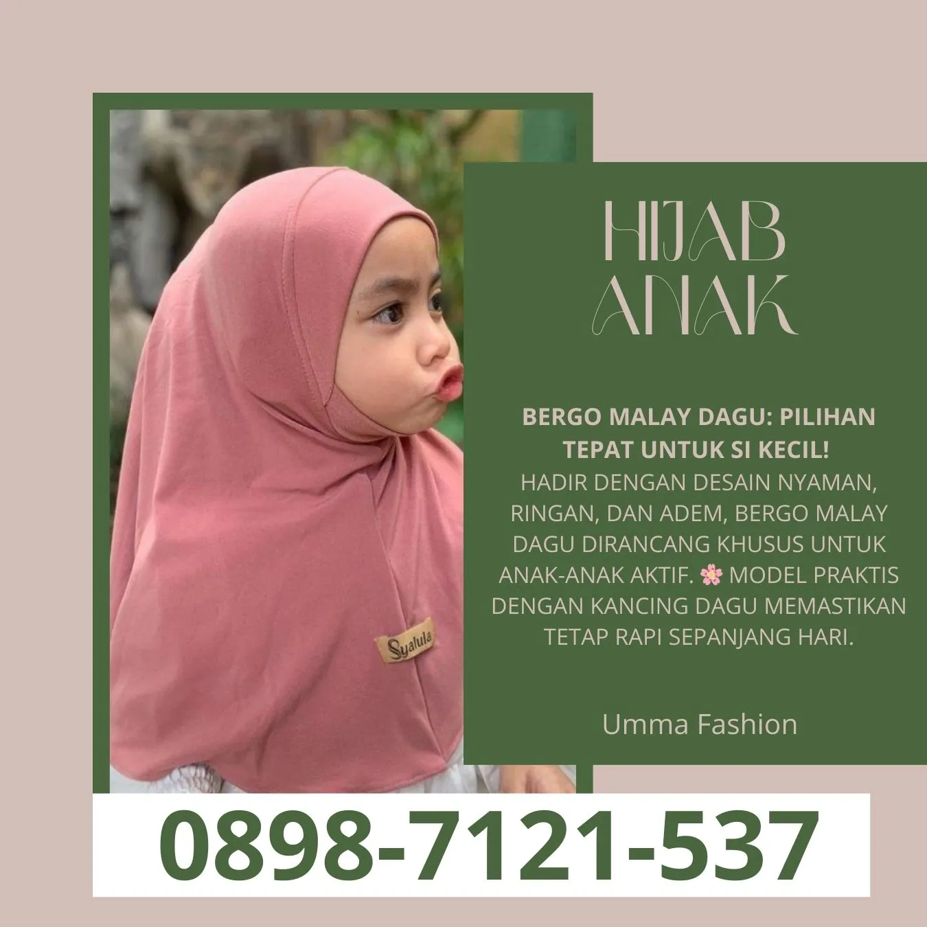 Kerudung Anak Bergo | Umma Fashion | di Karanganyar Bandung