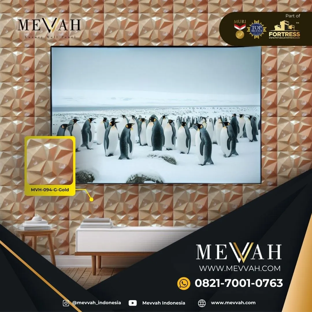 (MEVVAH) Renovation 3D Wall Panel Pvc Gaming Room Gold Di Melawi