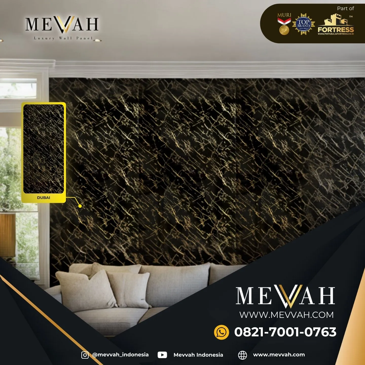 (MEVVAH) Wall Panel Dinding Motif Marmer Hitam Di Sanggau