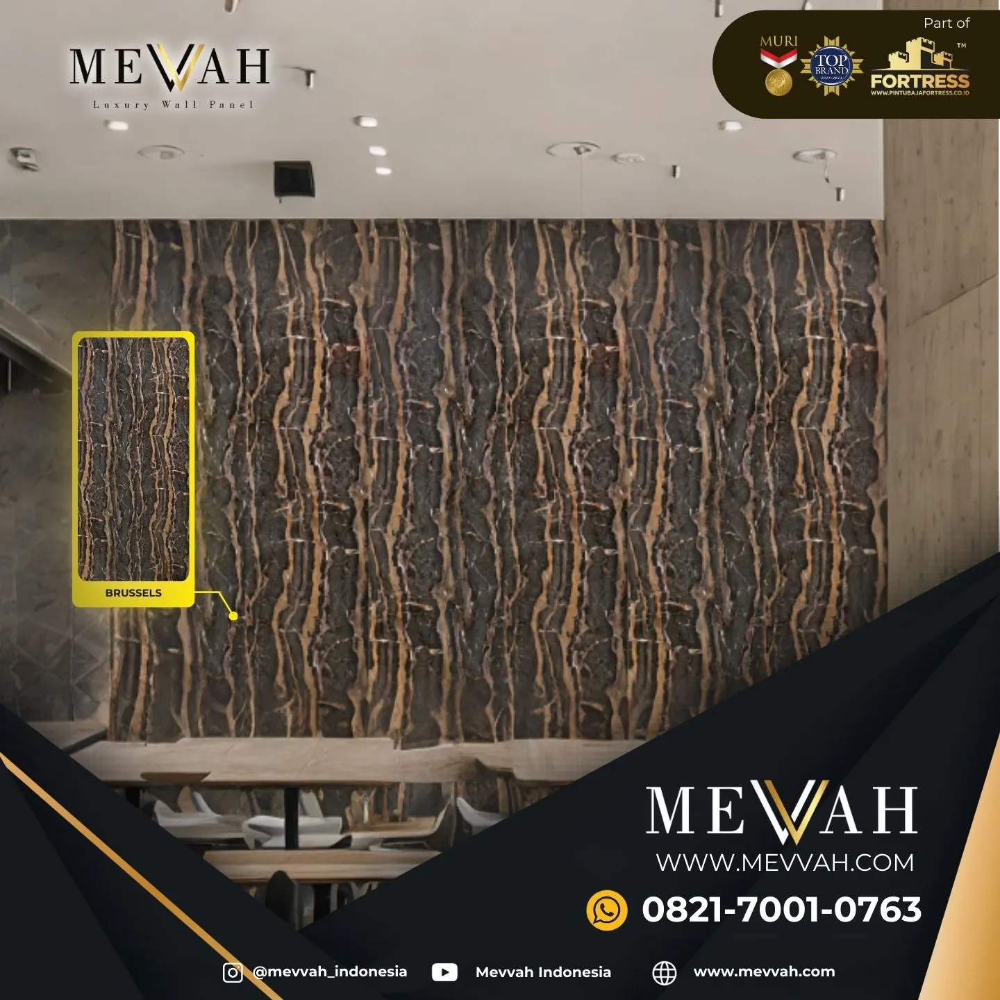 (MEVVAH) Pvc Wall Panel Motif Marmer Coklat Di Mempawah