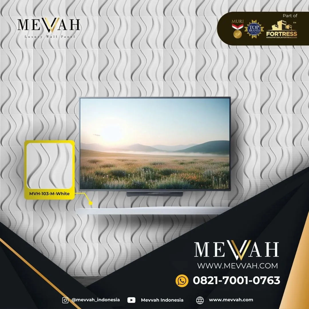 (MEVVAH) 3D Interior Wall Panel Pvc Ruang Tamu White Di Mempawah