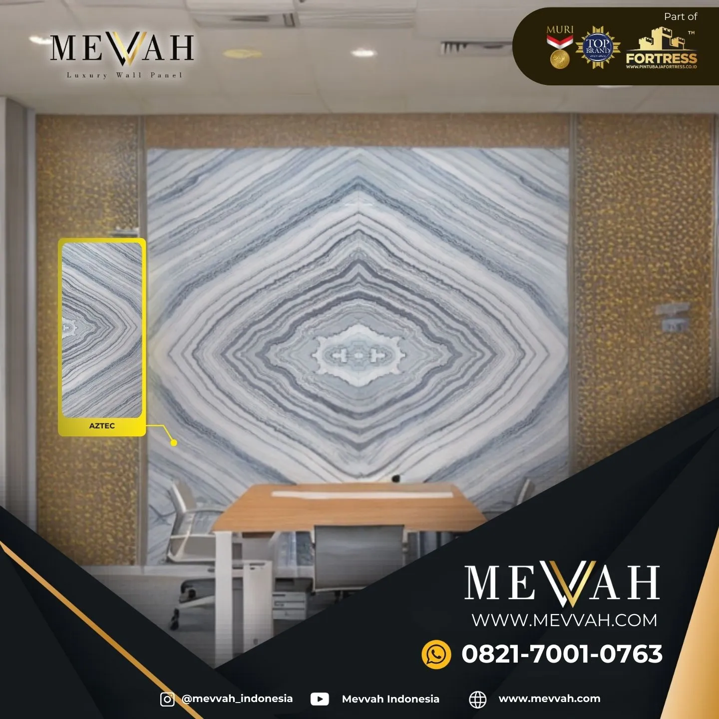 (MEVVAH) Wall Panel Dinding Motif Marmer Abu Abu Di Melawi