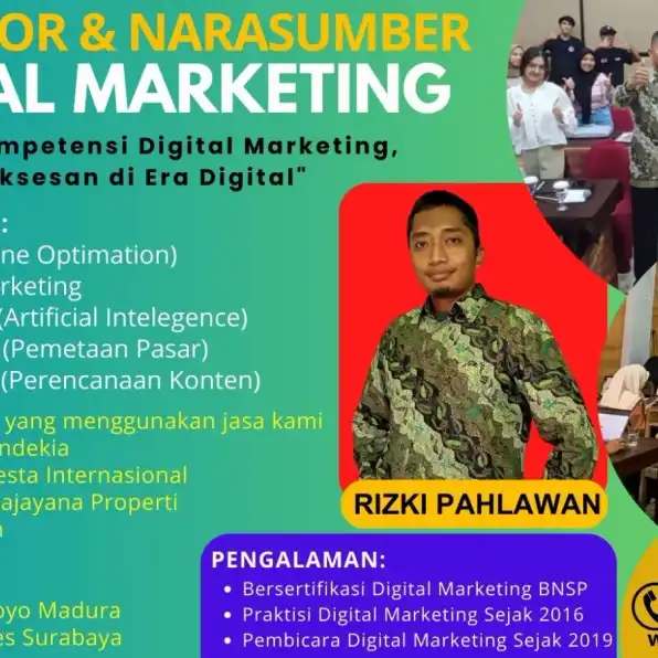 Diakui BNSP 0858-9587-9128 Pemateri Narasumber Digital Marketing BNSP Kementerian Badan Usaha Milik Negara Sidoarjo Bekasi RIZKI PAHLAWAN