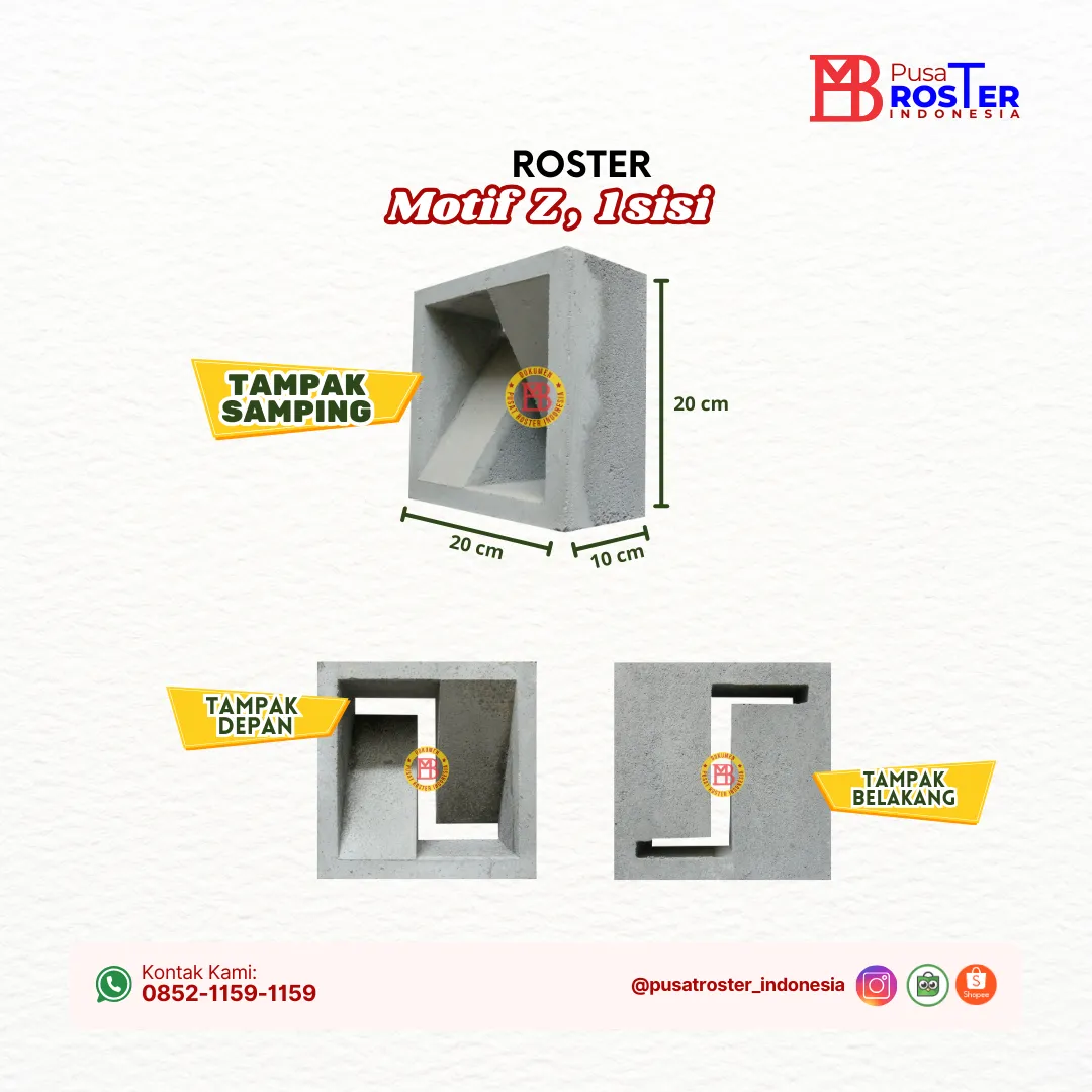 Roster Motif Z, 1 Sisi Rumah Minimalis