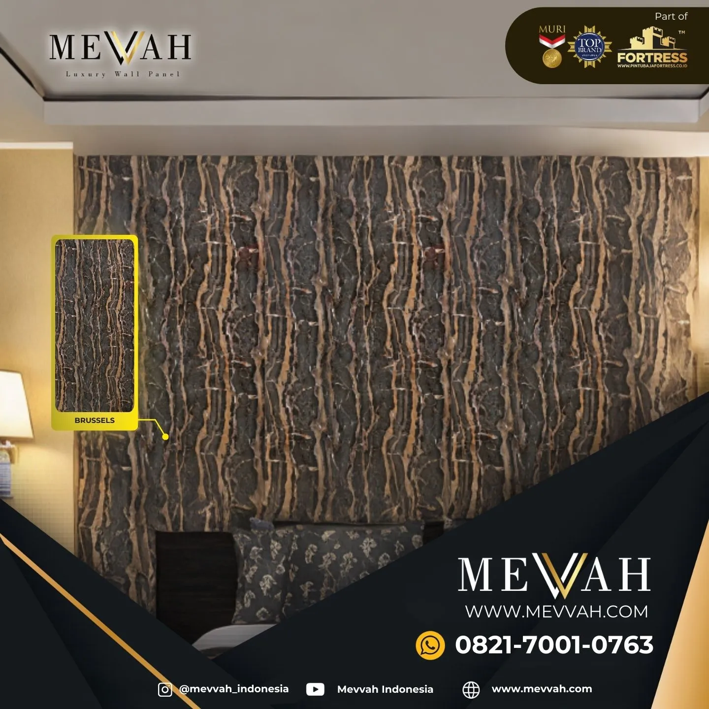 (MEVVAH) Jual Wall Panel Marmer Coklat Di Kubu Raya