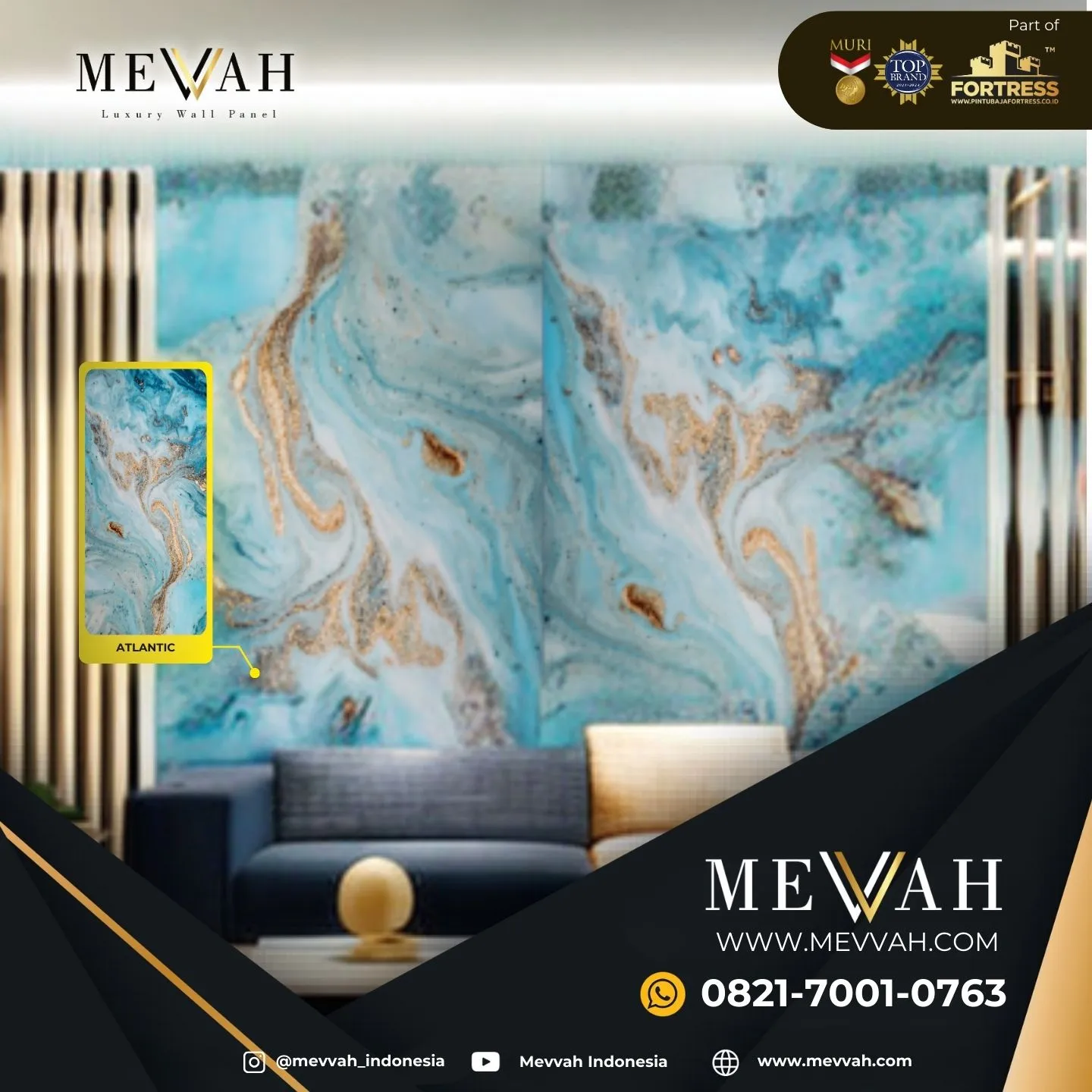 (MEVVAH) Wall Panel Dinding Motif Marmer Biru Di Mempawah