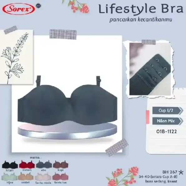 Bra Robot BH Seamless Lifestyle Berkawat Busa Sedang 1/2 Cup A - B Kait 2