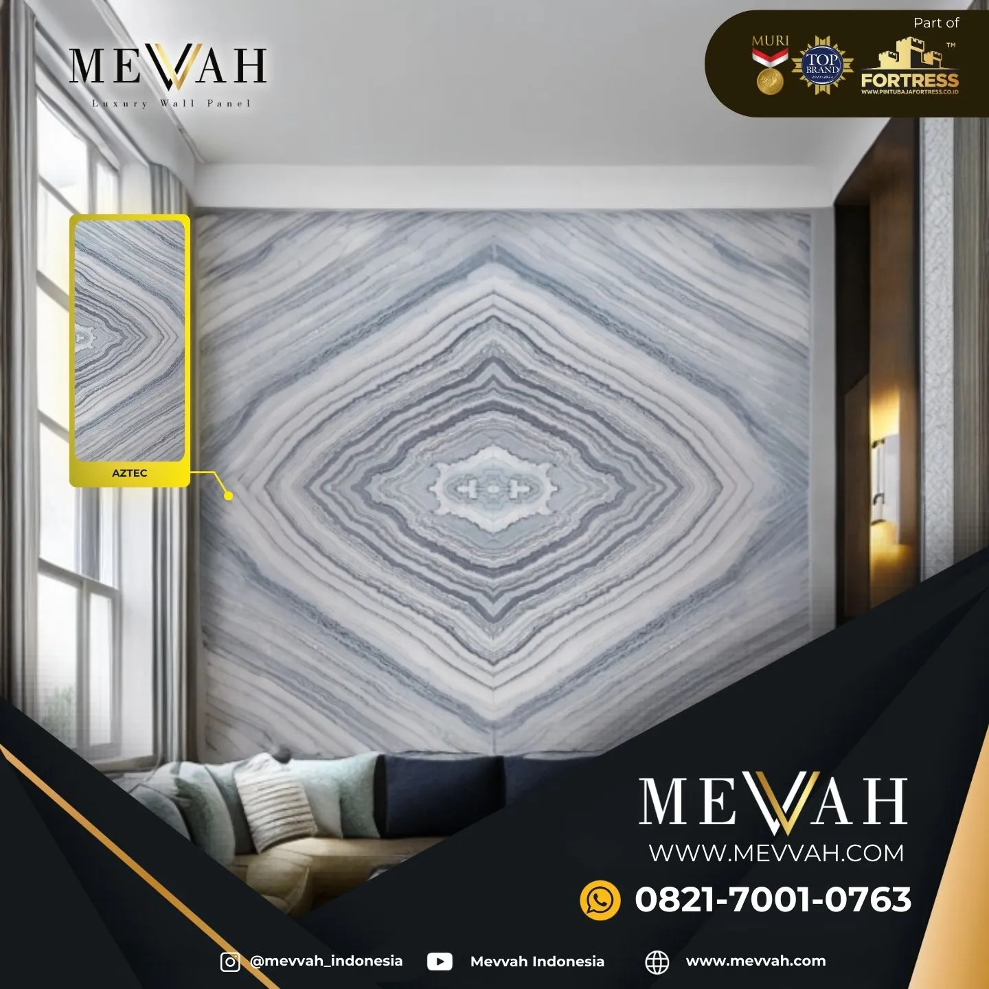 (MEVVAH) Pvc Wall Marble Panels Abu Abu Di Sambas