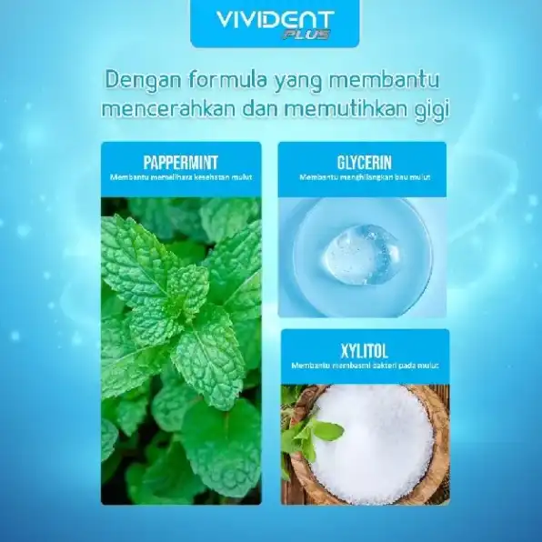 Vivident Mouth Wash - Penghilang Bau Mulut & Plak Gigi - Mencerahkan Gigi | Original