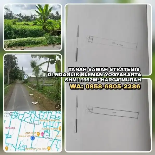 TANAH SAWAH STRATEGIS DI NGAGLIK SLEMAN YOGYAKARTA.SHM 1.662M² HARGA MURAH.WA: 0858-6805-2286>>