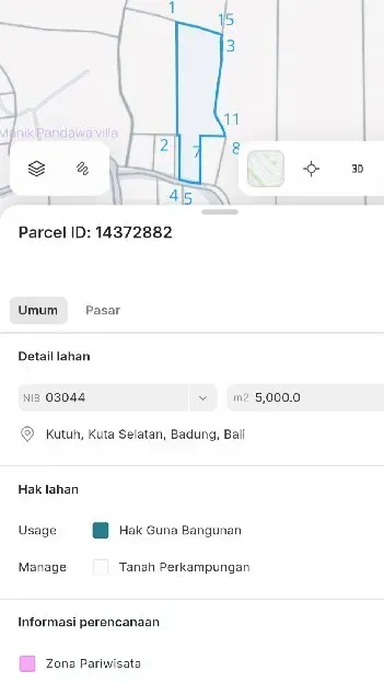 Dijual 50 FULL VIEW, Jl. Karang Kembar Pantai Pandawa Kutuh Kuta Selatan