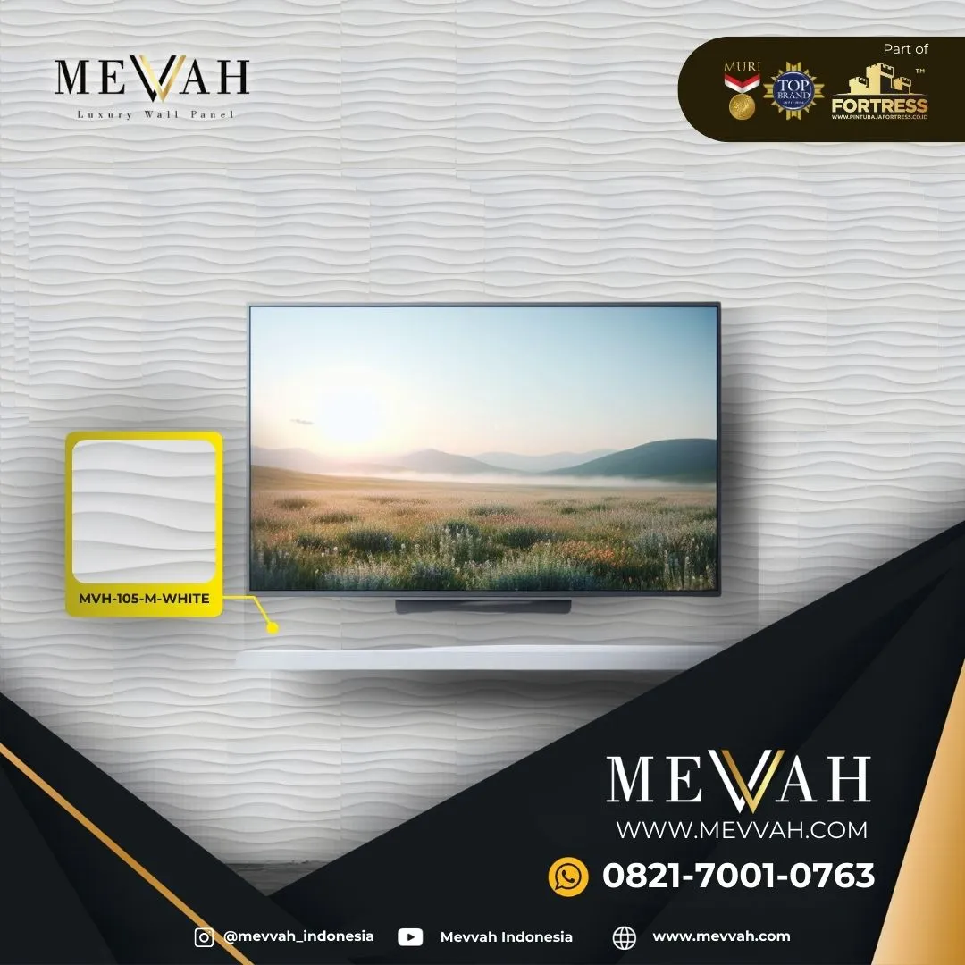 (MEVVAH) Renovation 3D Wall Panel Pvc Ruang Tamu White Di Melawi