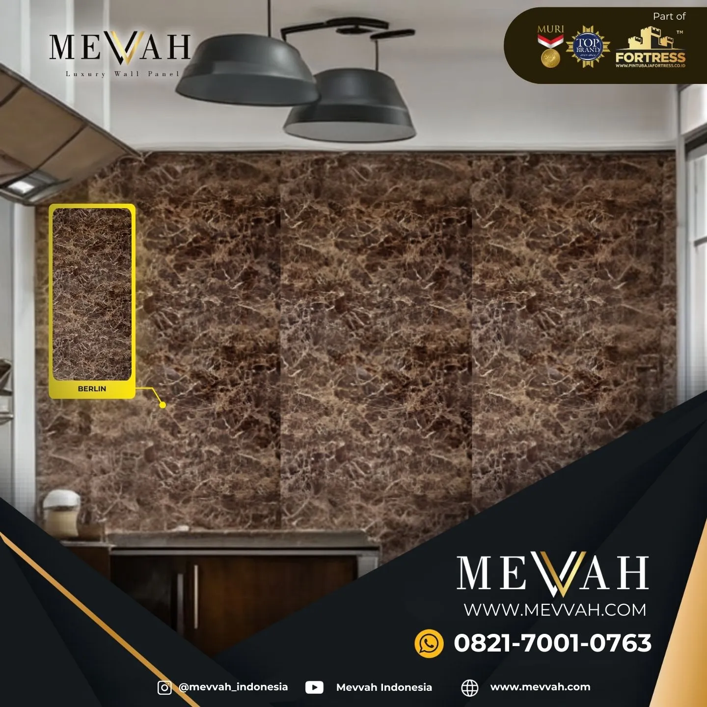 (MEVVAH) Pvc Marble Wall Panels Coklat Di Kapuas Hulu