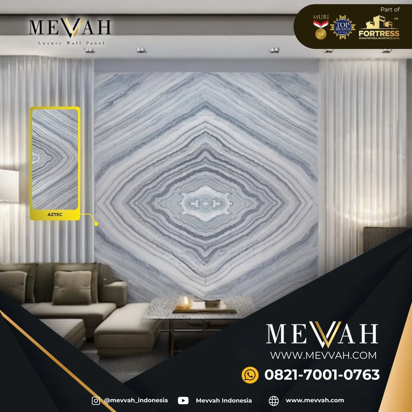 (MEVVAH) Wall Panel Pvc Dinding Motif Marmer Abu Abu Di Bengkayang