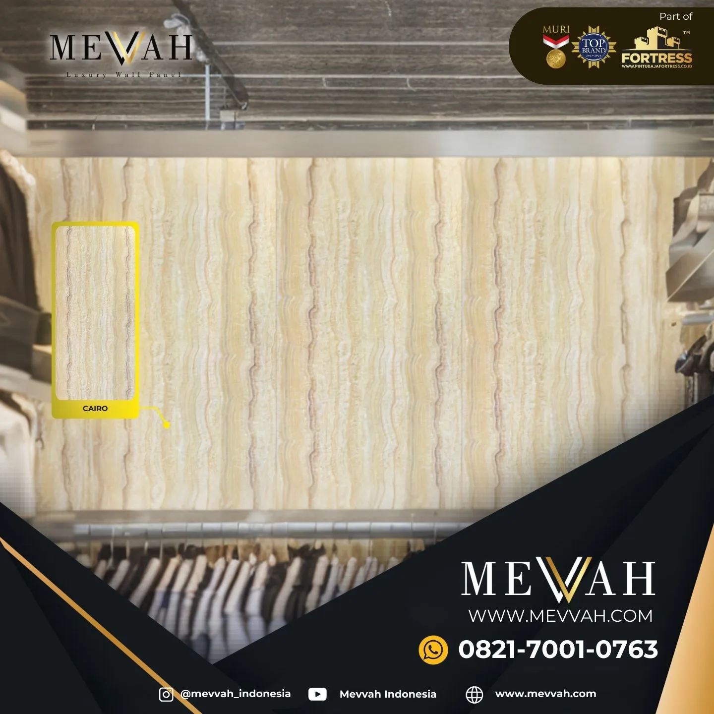 (MEVVAH) Wall Panel Motif Marmer Krem Di Melawi