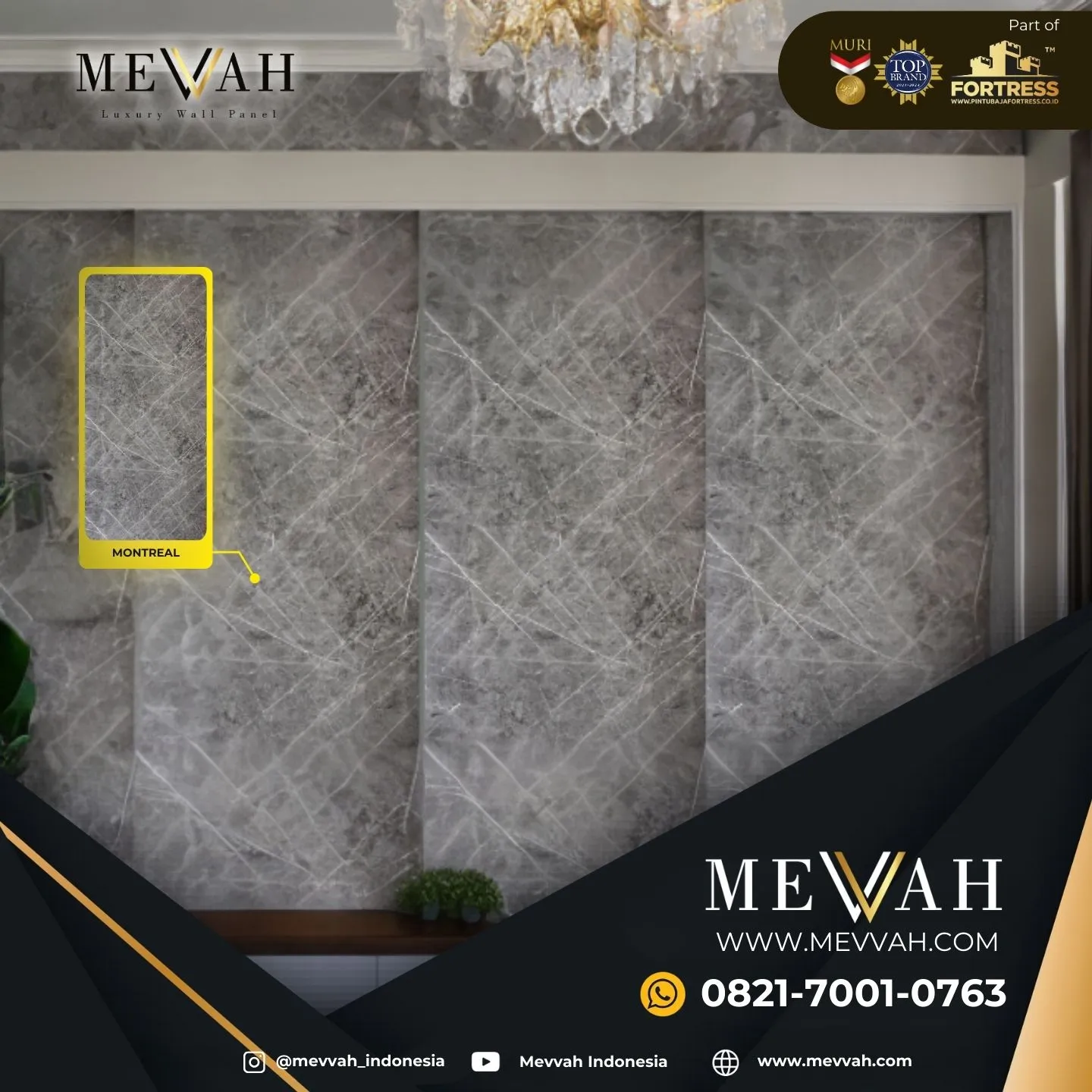 (MEVVAH) Wall Panel Pvc Marmer Abu Abu Di Singkawang