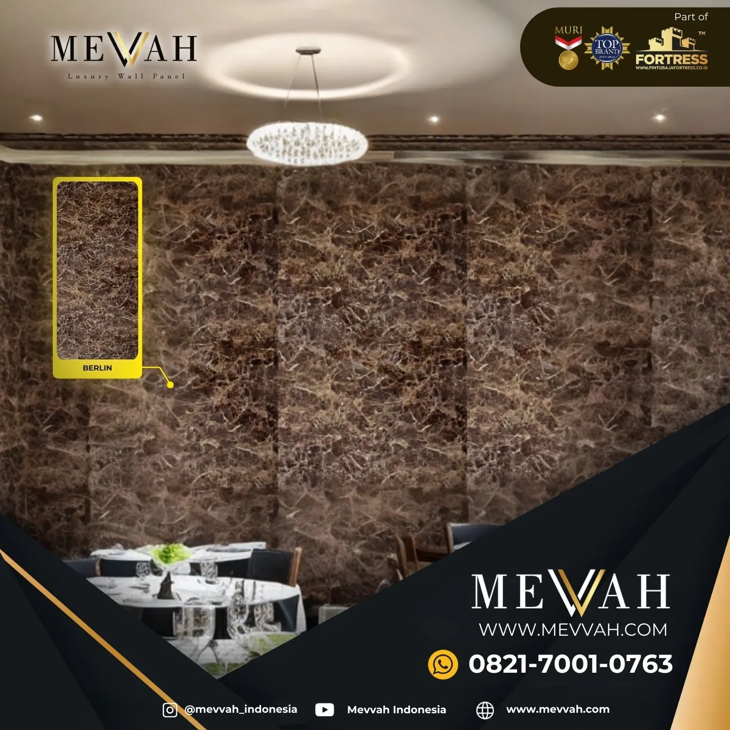 (MEVVAH) Panel Dinding Pvc Motif Marmer Coklat Di Sintang