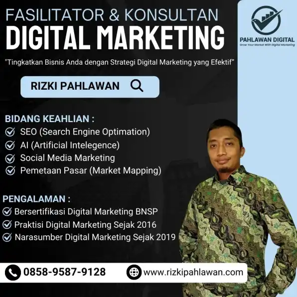 CALL 0858-9587-9128 Instruktur Narasumber Digital Marketing BNSP Kementan Tanah Datar Batam Semarang Jogja Depok RIZKI PAHLAWAN