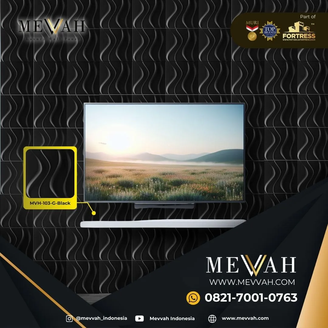 (MEVVAH) 3D Wall Decor Panel Pvc Ruang Tamu Black Di Sanggau