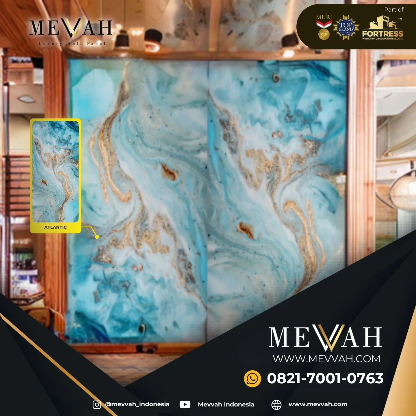 (MEVVAH) Wall Panel Pvc Dinding Motif Marmer Biru Di Kayong Utara