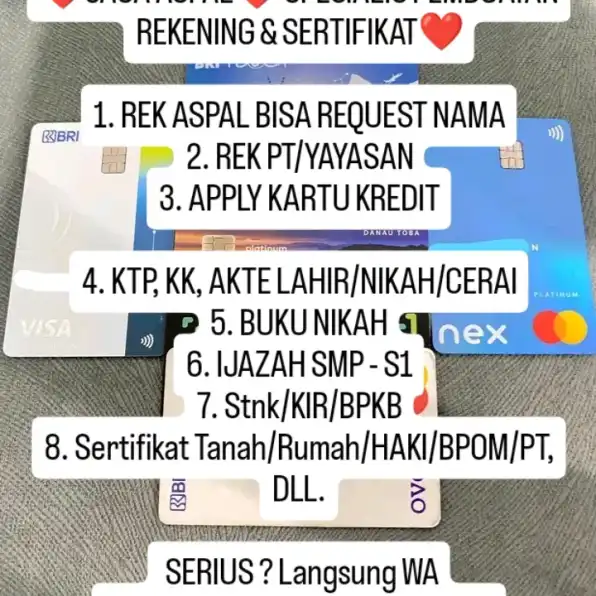 Jasa rekening aspal request nama dan jasa dokumen sertifikat aspal