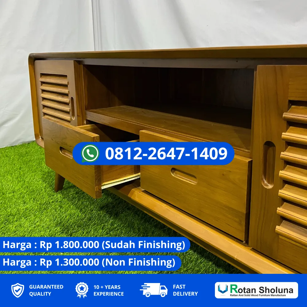 Buffet TV Jati Dengan Pintu Sliding Kayu