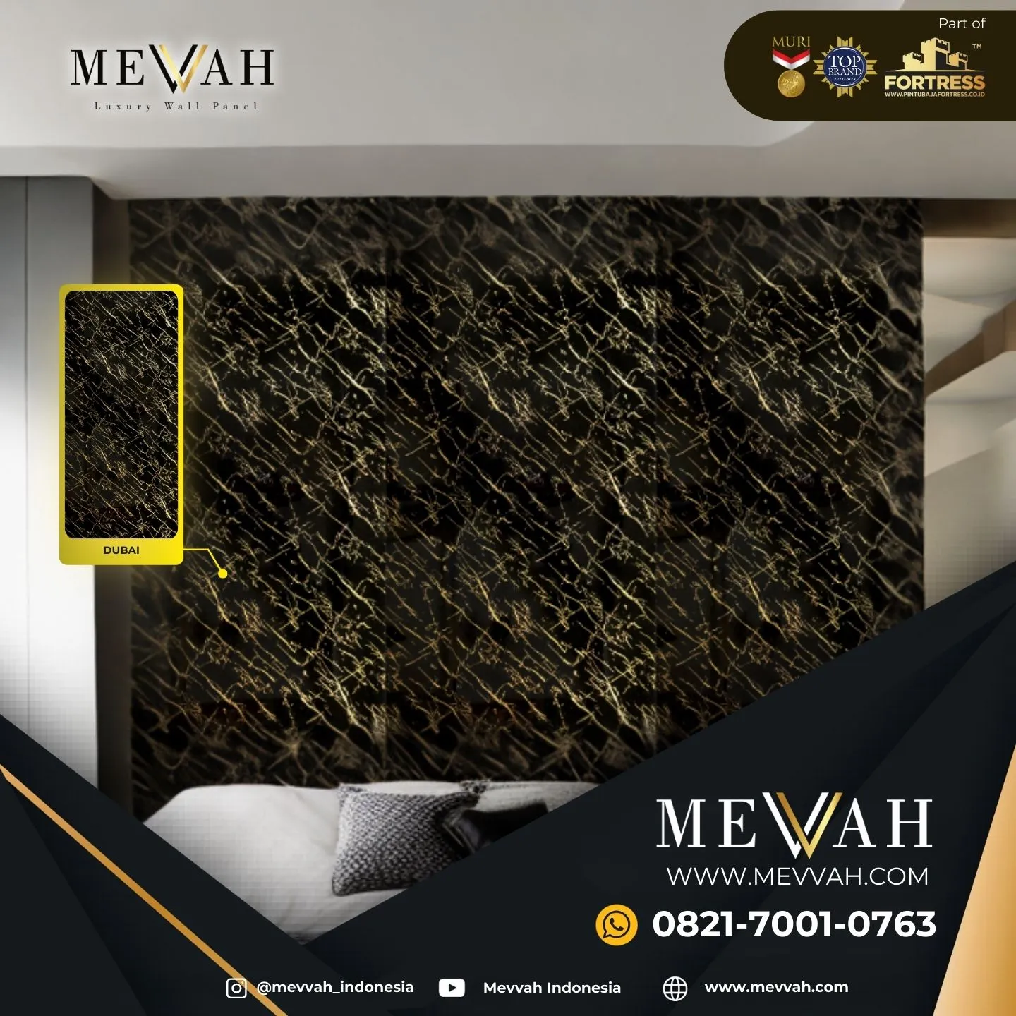 (MEVVAH) Wall Pvc Marble Hitam Di Pontianak