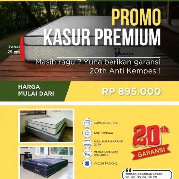 Kasur YUNAFA full busa super mewah murah garansi 20 tahun kempes ganti baru free ongkir cod