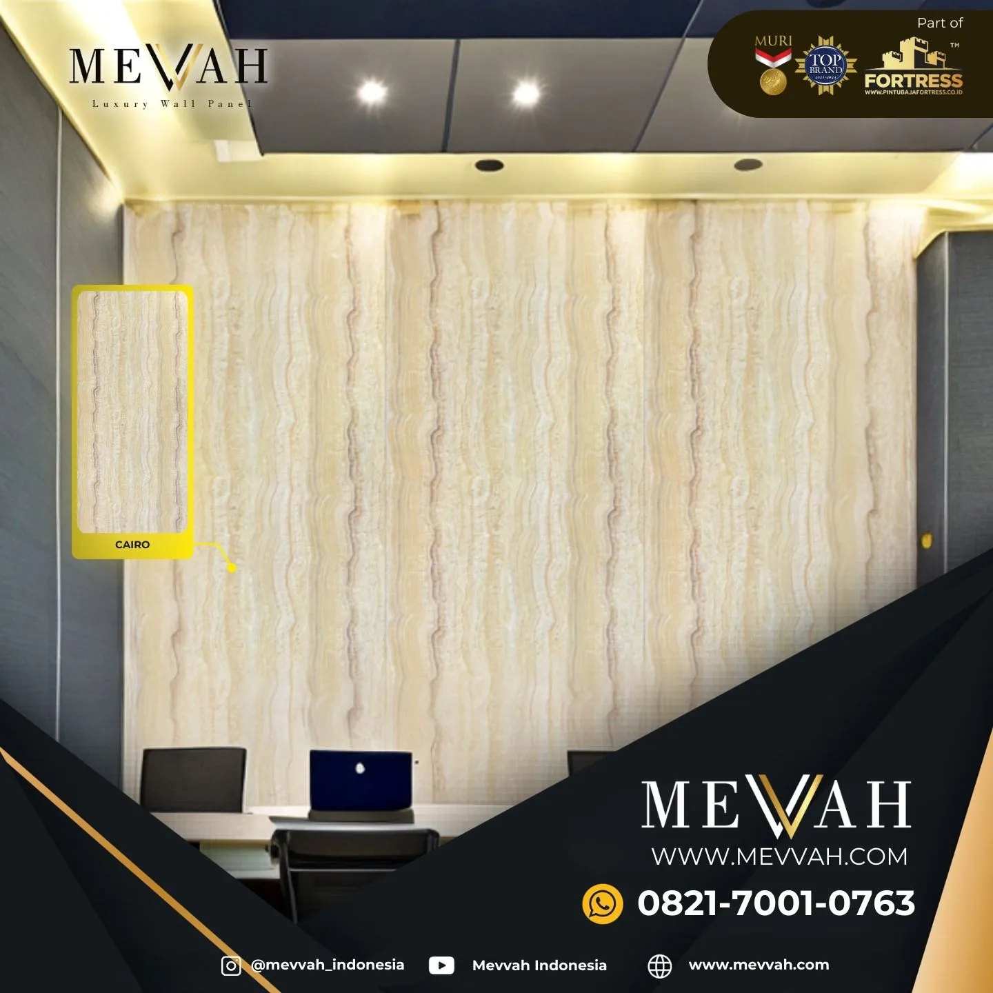 (MEVVAH) Wall Panel Pvc Dinding Marmer Krem Di Bengkayang