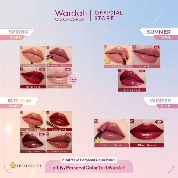 NEW! Wardah Glasting Liquid Lip - Hi-Pigmented Glass Color, Ringan, Tidak Lengket, Transferproof